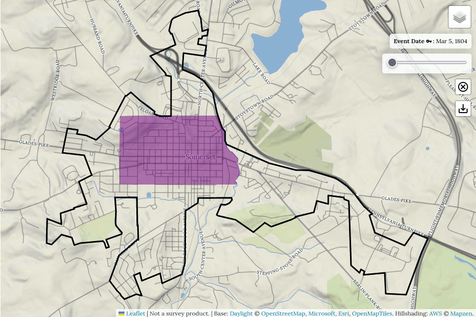 Animation of boundary changes of the Borough of Somerset